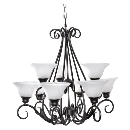 Maxim Nine Light Kentucky Bronze Marble Glass Up Chandelier 2658MRKB